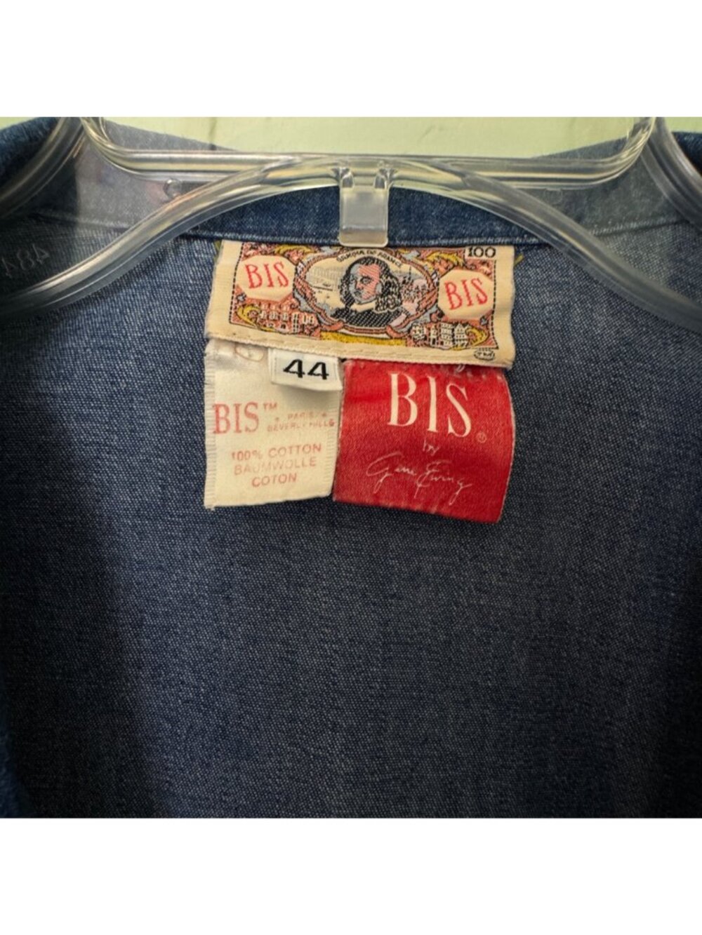 Vintage BIS Denim Shirt Women's Size 44 - US 12 Blazer Style Long Sleeved 1980s - Picture 15 of 16